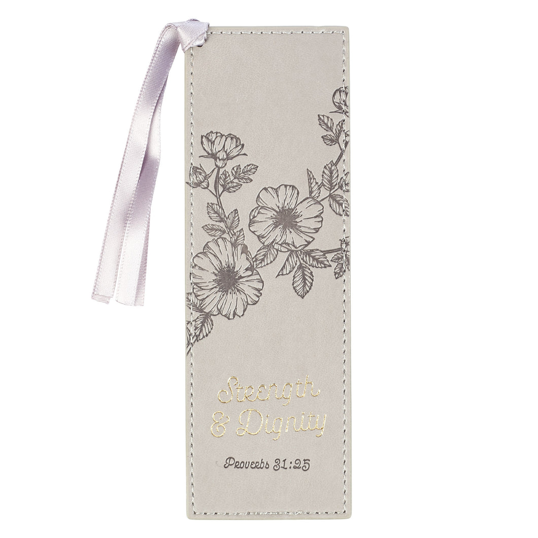 Strength & dignity faux leather bookmark