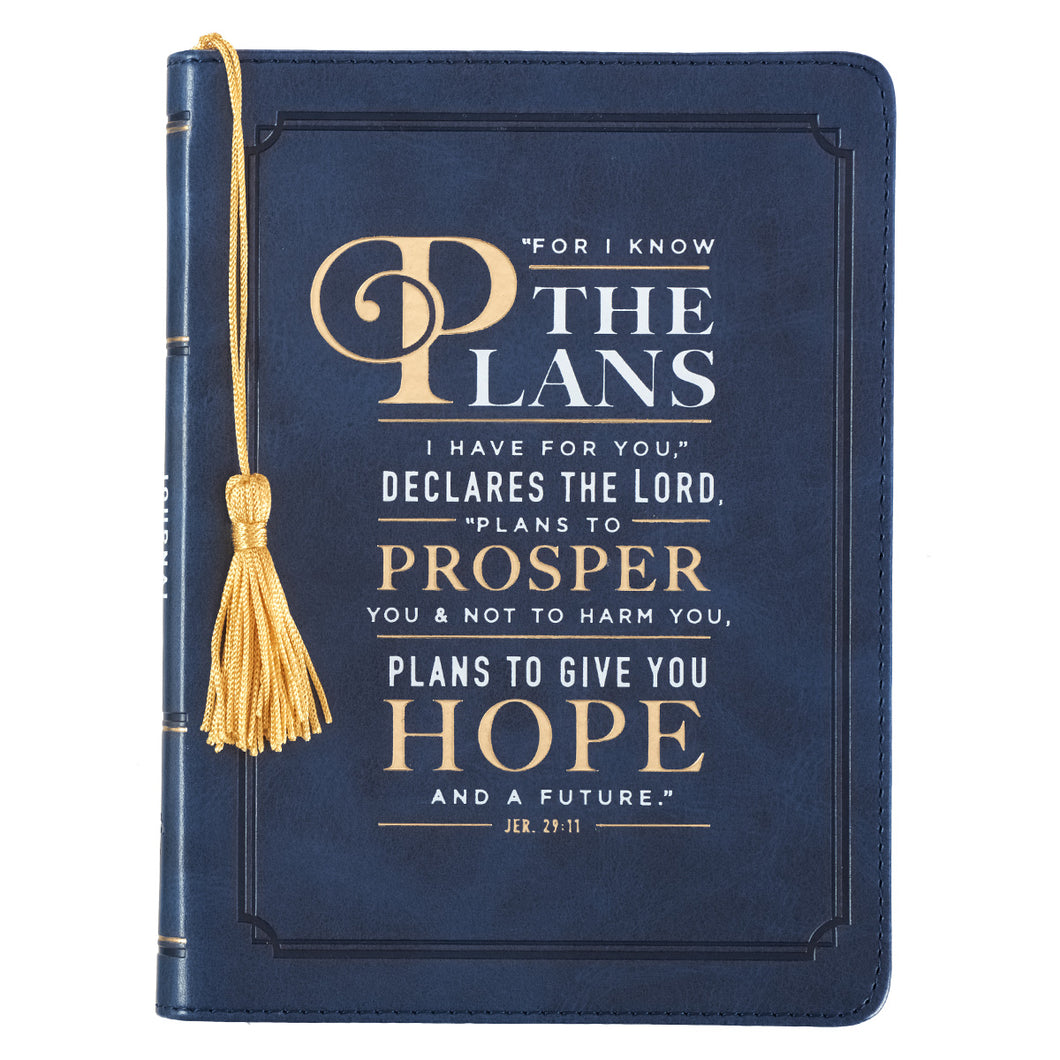 For I Know The Plans-Jeremiah 29:11 Faux Leather Journal In Navy