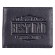 Load image into Gallery viewer, The World&#39;s Best Dad Genuine Leather Black Wallet Joshua 1:9
