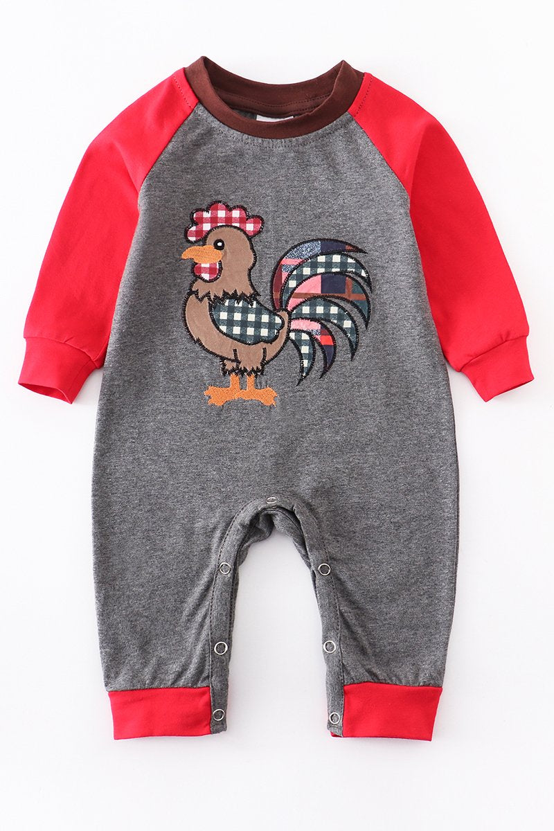 Gray Rooster Romper