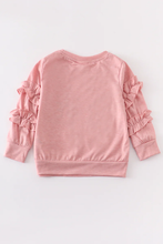 Load image into Gallery viewer, She is brave Pink Ruffle Top
