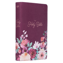 Load image into Gallery viewer, Purple Floral Faux Leather Giant Print Standard-size King James Version Bible with Thumb Index
