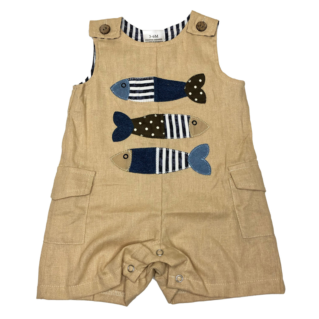 Stripped Dotted Fish Applique Romper