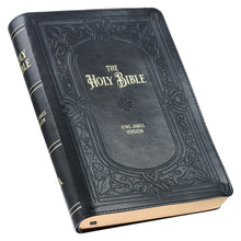 Load image into Gallery viewer, Black Art Nouveau Framed Faux Leather Giant Print Full-size KJV Bible with Thumb Index
