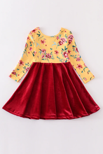 Load image into Gallery viewer, Floral Velvet Twirl Girl Dress
