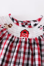 Load image into Gallery viewer, Red Plaid Farm Animal Girl Dress
