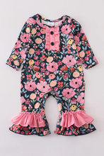 Load image into Gallery viewer, Pink Floral Print Ruffle Baby Girl Romper
