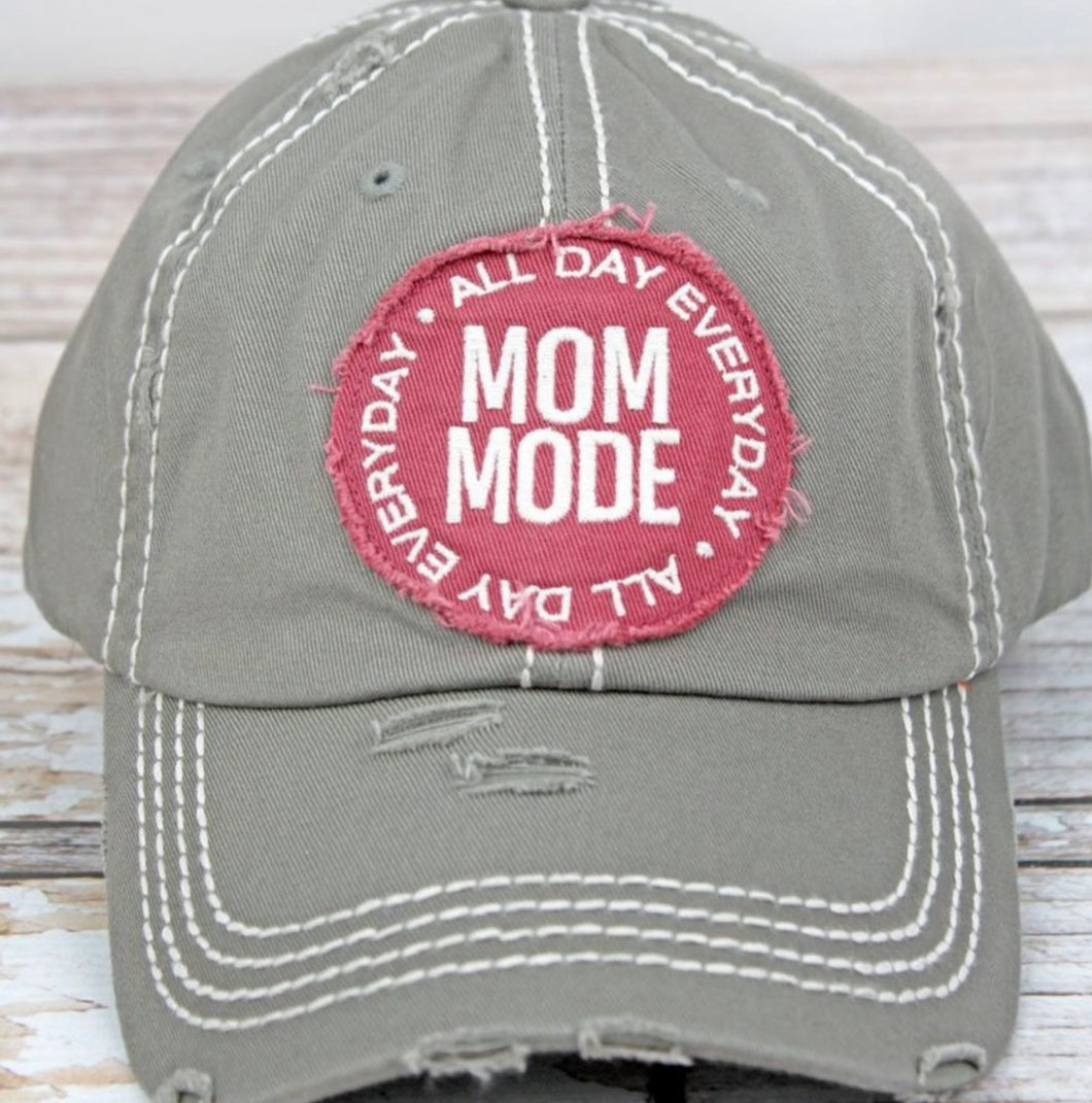 Mom Mode Hat Distressed Gray
