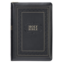Load image into Gallery viewer, Black Framed Faux Leather Giant Print Full-size KJV Bible with Thumb Index and Zippered Closure
