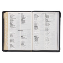 Load image into Gallery viewer, Black Framed Faux Leather Giant Print Full-size KJV Bible with Thumb Index and Zippered Closure

