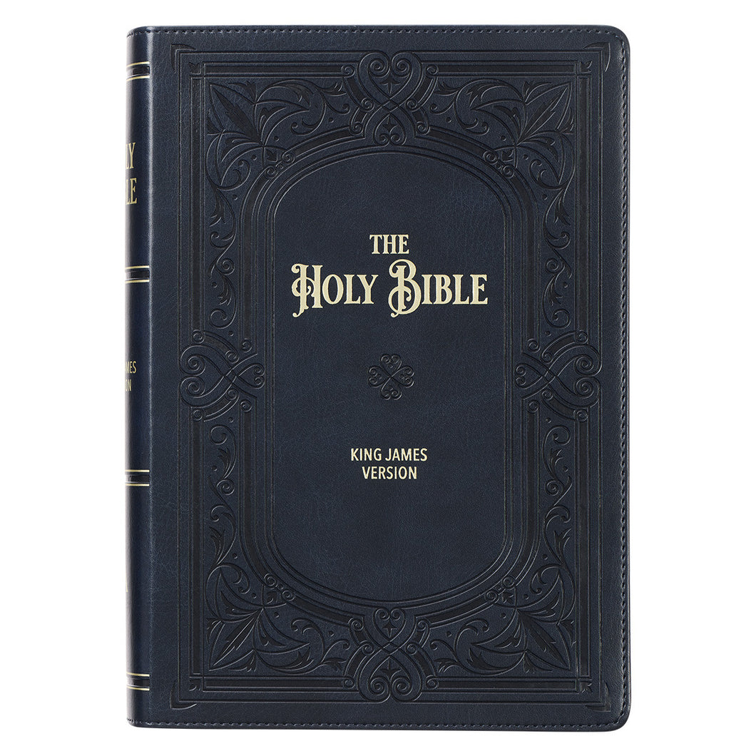 Black Art Nouveau Framed Faux Leather Giant Print Full-size KJV Bible with Thumb Index