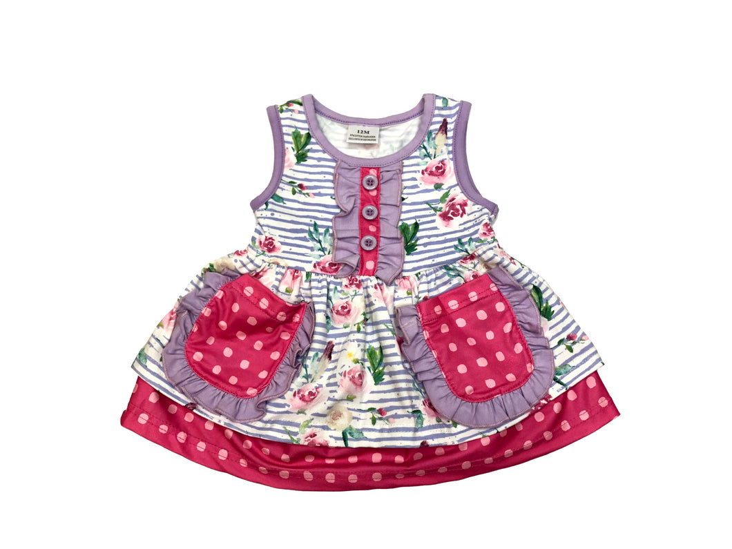 Floral Polkadot Ruffle Dress Girls 12M